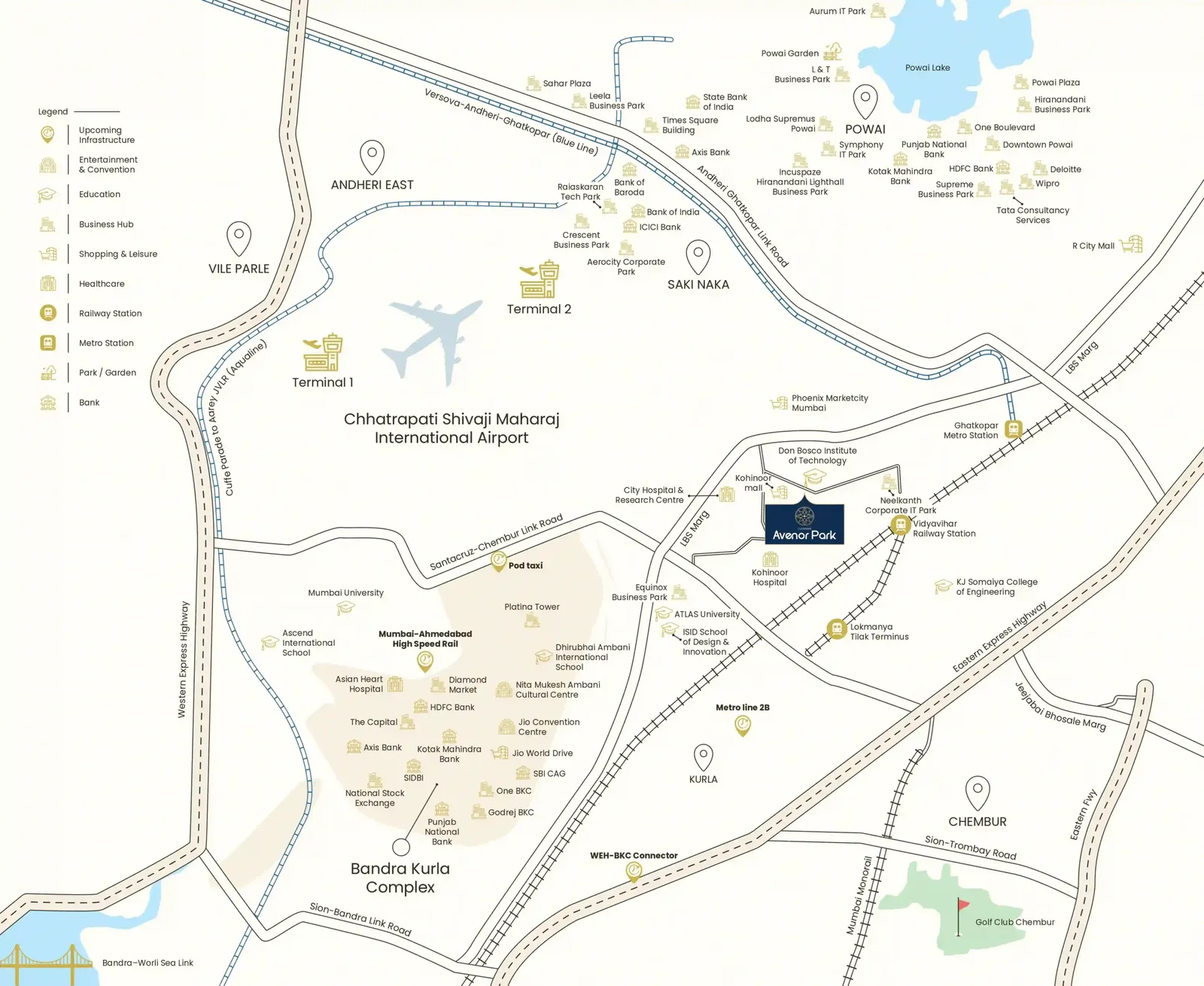 Avenor Park Connectivity Map — Neo BKC, Mumbai